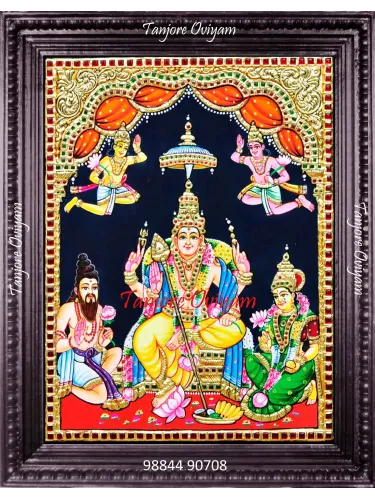 Thiruparankundram Murugan Tanjore painting with temple-style gold and traditional iconography